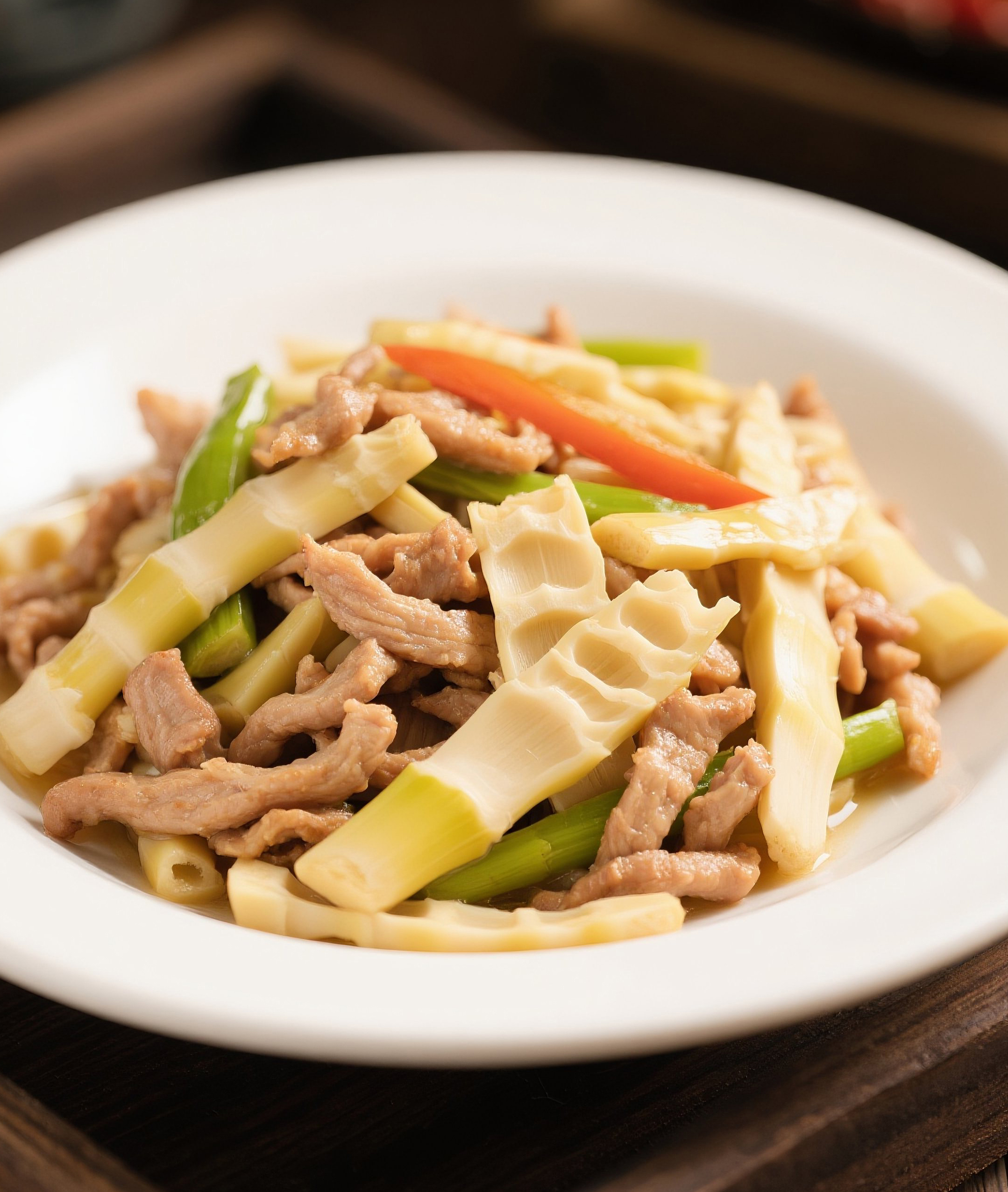 竹笋炒肉美食高清图片素材