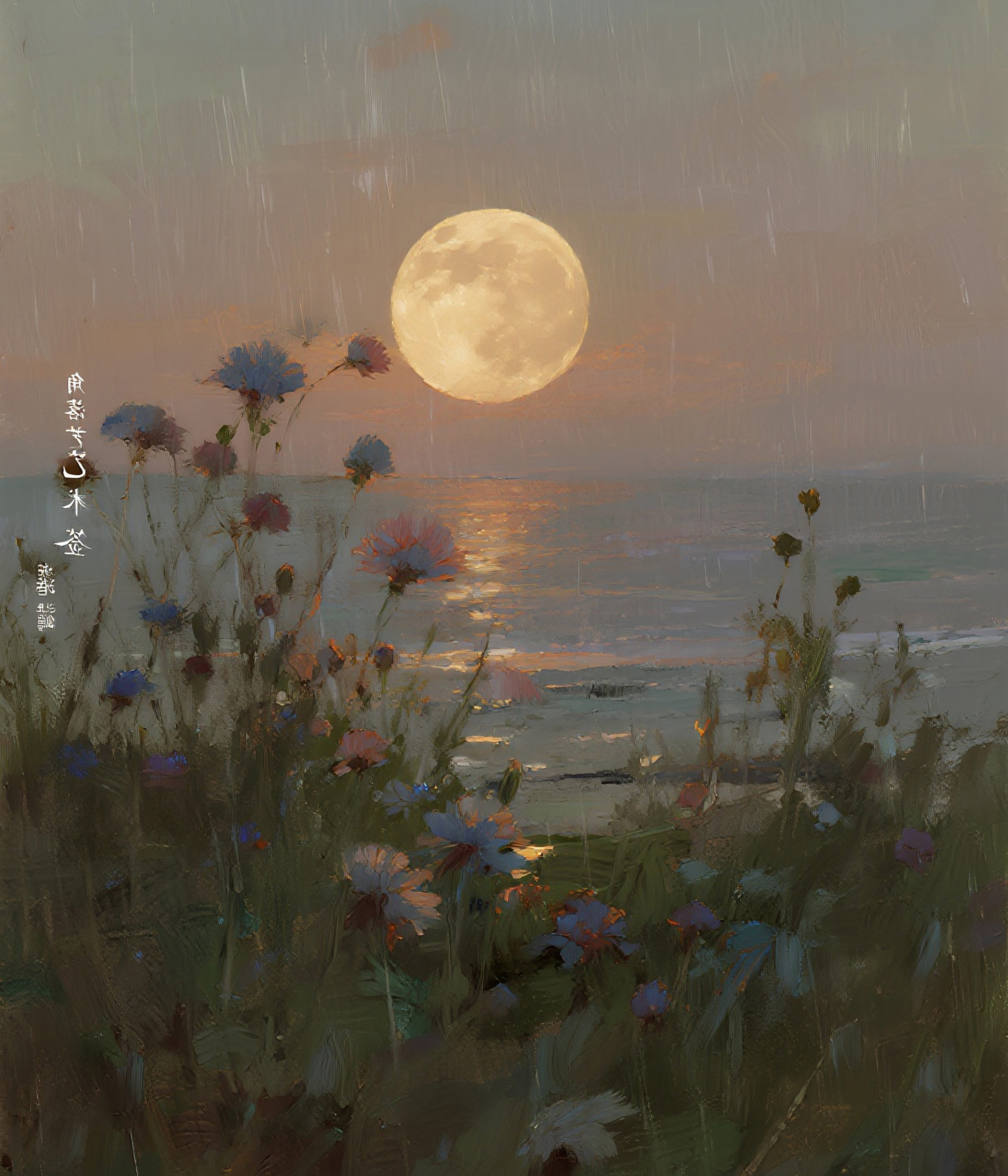 唯美海边月亮海景图片素材