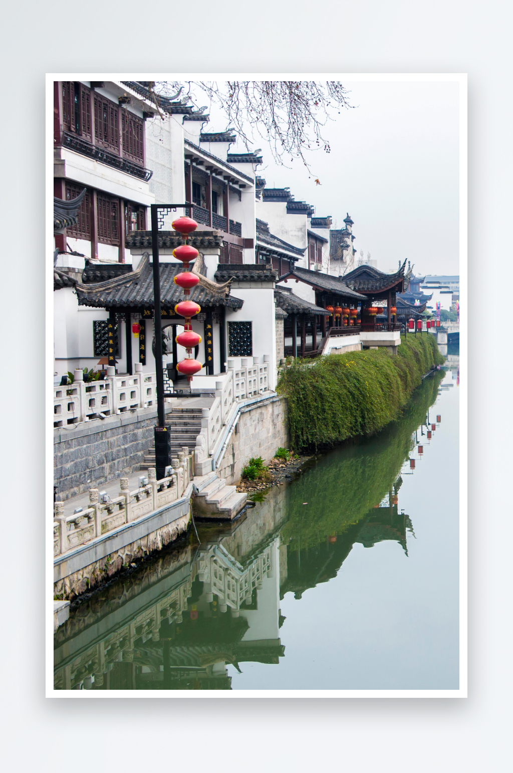 秦淮河上的江南晨景素材