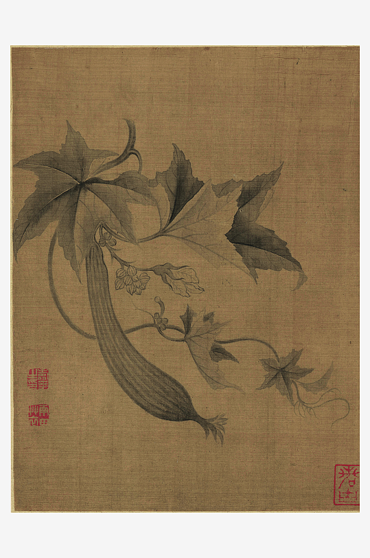 清恽寿平花果蔬菜21绢本-众图网