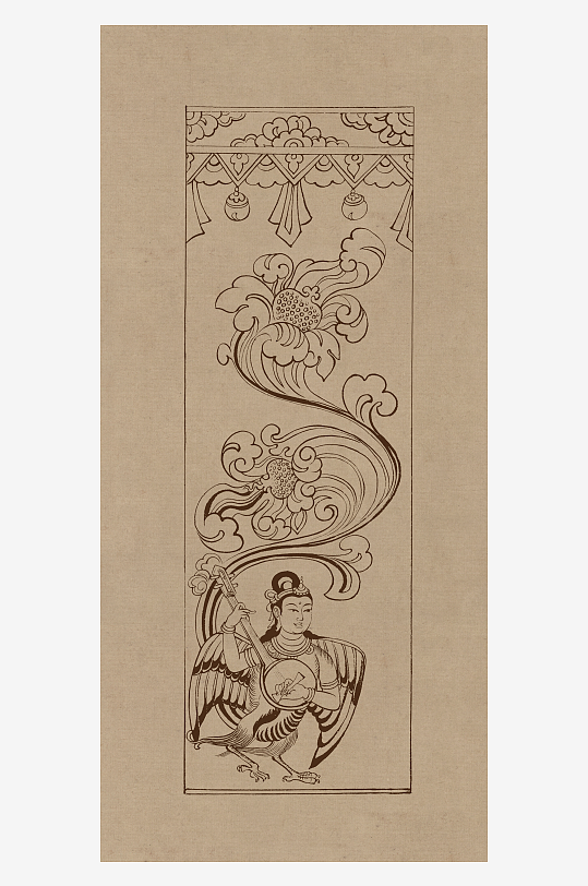 莫高窟敦煌壁画人物线描稿-众图网