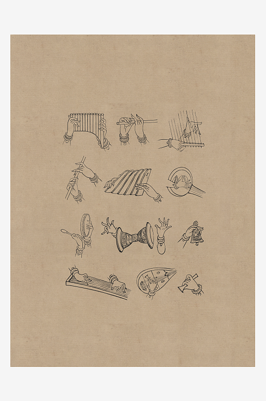 莫高窟敦煌壁画人物线描稿-众图网