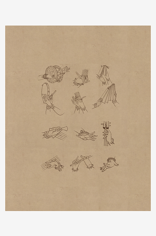 莫高窟敦煌壁画人物线描稿-众图网