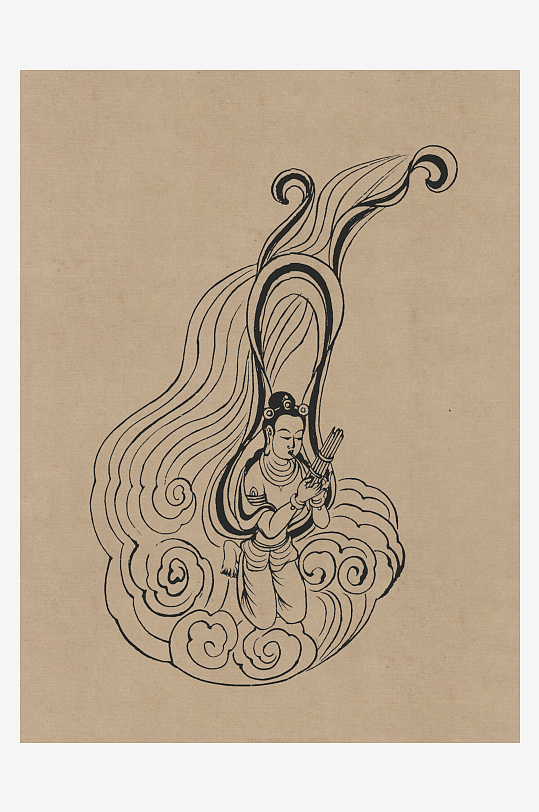 莫高窟敦煌壁画人物线描稿-众图网