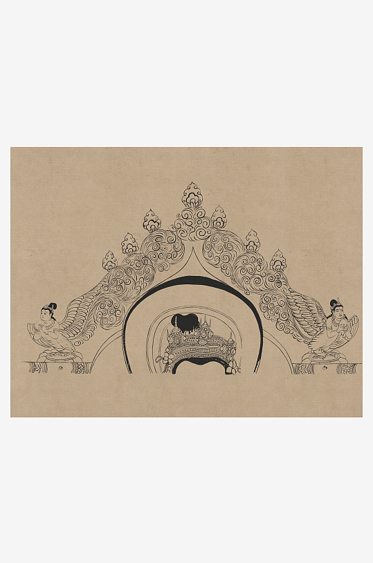 莫高窟敦煌壁画人物线描稿-众图网