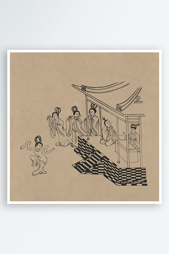 莫高窟敦煌壁画人物线描稿图片-众图网