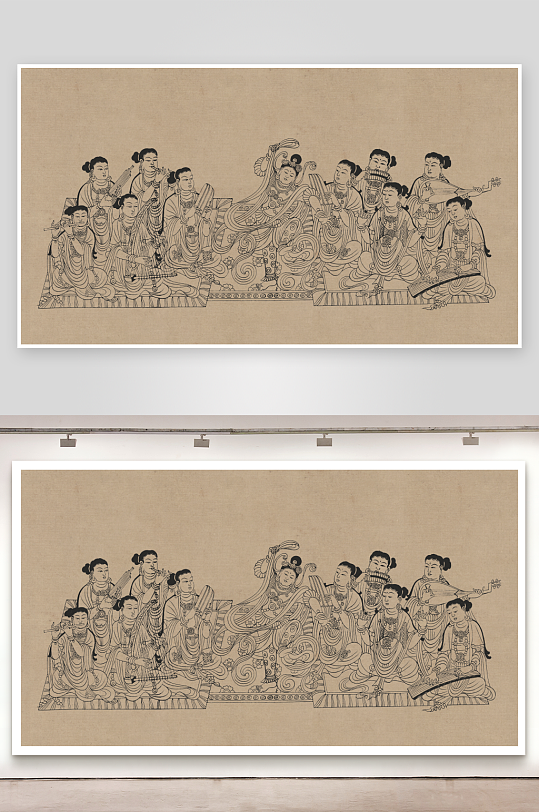 莫高窟敦煌壁画人物线描稿图片-众图网