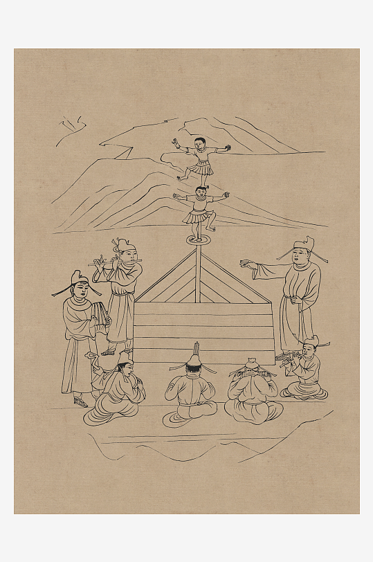 莫高窟敦煌壁画人物线描稿图片-众图网