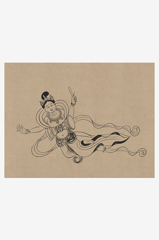 莫高窟敦煌壁画人物线描稿图片-众图网