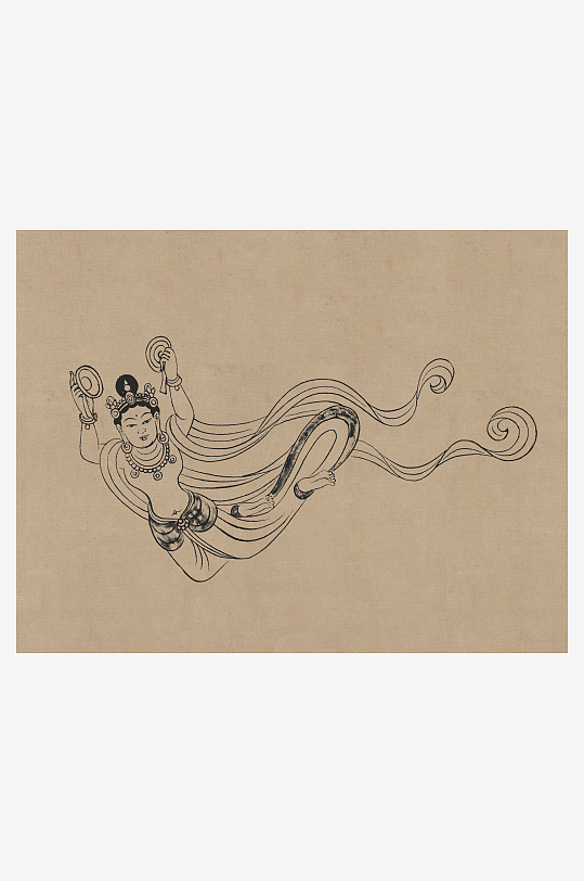 莫高窟敦煌壁画人物线描稿图片-众图网