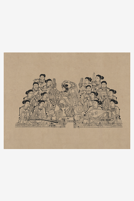 莫高窟敦煌壁画人物线描稿图片-众图网