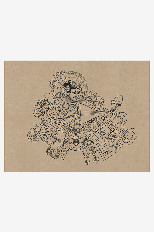 莫高窟敦煌壁画人物线描稿图片素材-众图网