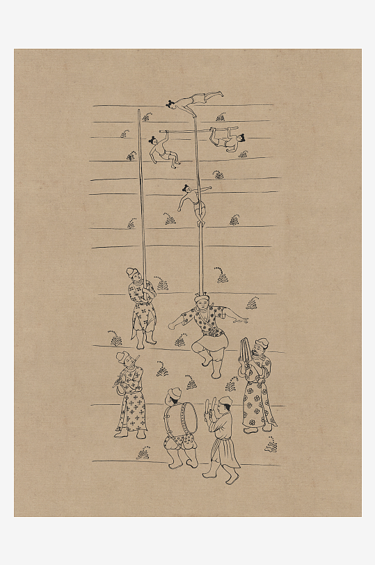 莫高窟敦煌壁画人物线描稿图片-众图网