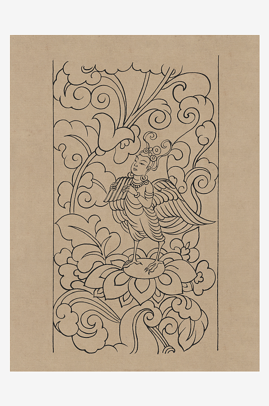 莫高窟敦煌壁画人物线描稿图片-众图网