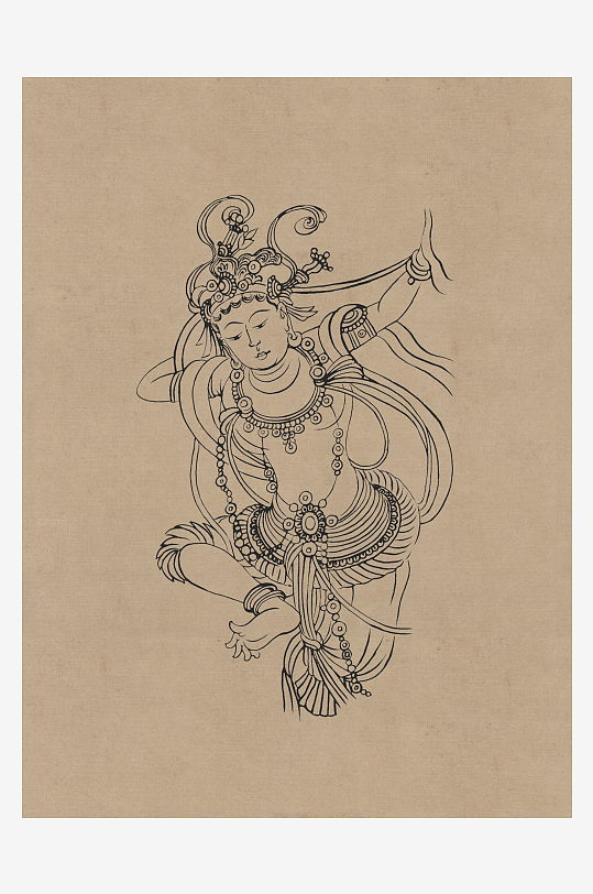 莫高窟敦煌壁画人物线描稿图片-众图网