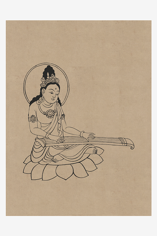 莫高窟敦煌壁画人物线描稿图片-众图网