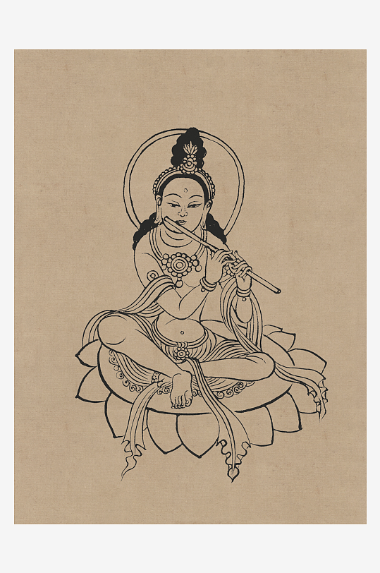 莫高窟敦煌壁画人物线描稿图片-众图网