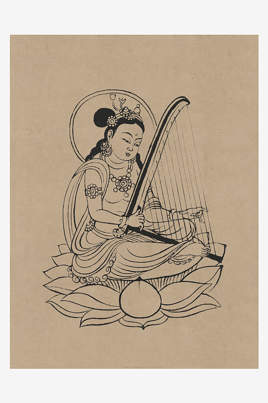 莫高窟敦煌壁画人物线描稿图片-众图网