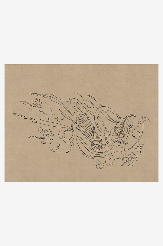 莫高窟敦煌壁画人物线描稿图片素材-众图网