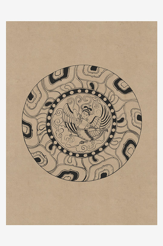 莫高窟敦煌壁画人物线描稿图片素材-众图网