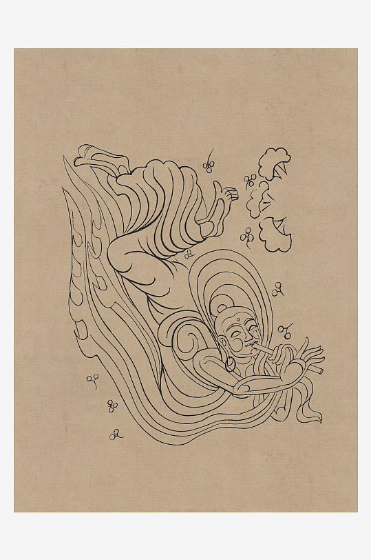 莫高窟敦煌壁画人物线描稿图片-众图网