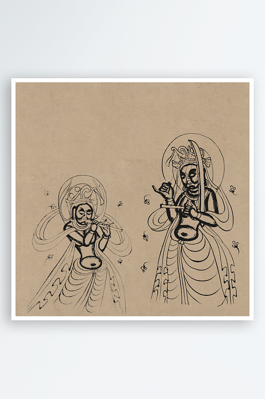 莫高窟敦煌壁画人物线描稿图片-众图网