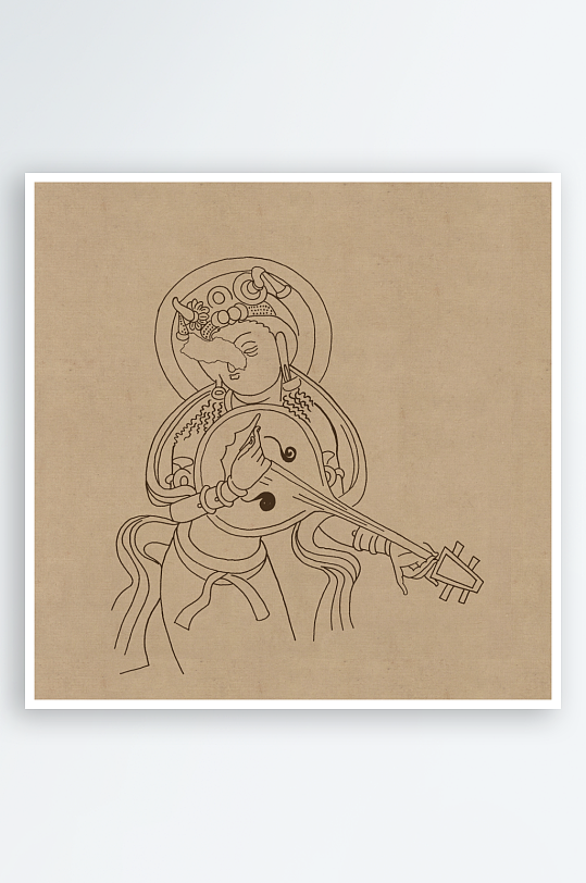 莫高窟敦煌壁画人物线描稿图片-众图网