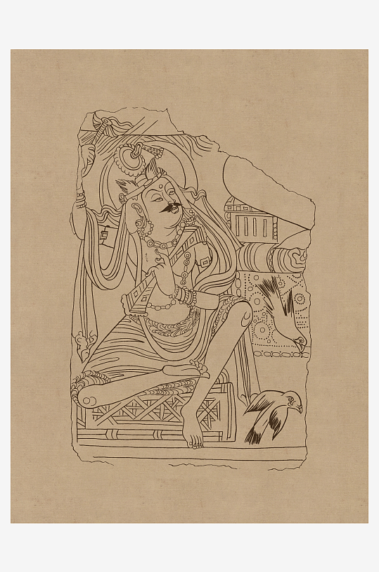 莫高窟敦煌壁画人物线描稿图片-众图网