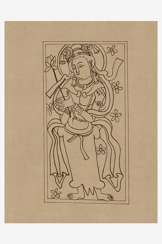 莫高窟敦煌壁画人物线描稿图片-众图网