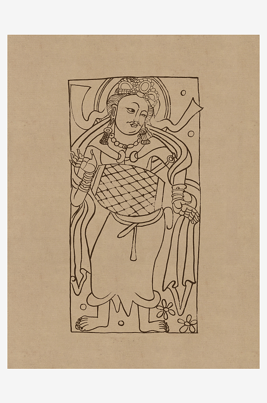 莫高窟敦煌壁画人物线描稿图片-众图网