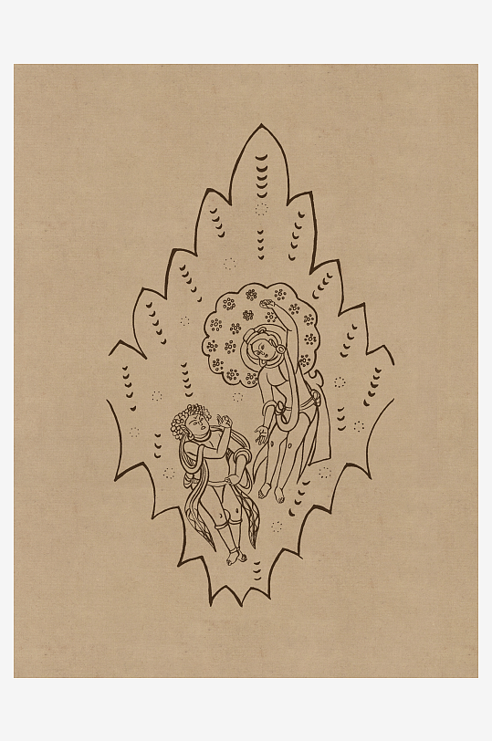 莫高窟敦煌壁画人物线描稿图片素材-众图网