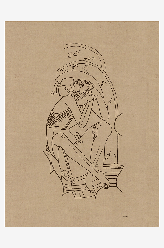 莫高窟敦煌壁画人物线描稿图片素材-众图网