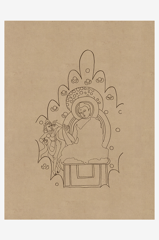 莫高窟敦煌壁画人物线描稿图片素材-众图网