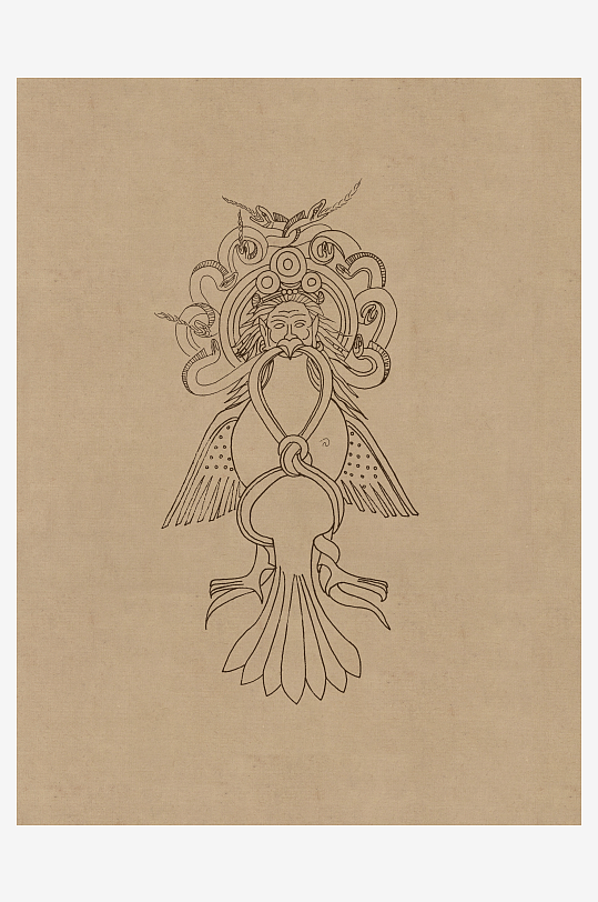 莫高窟敦煌壁画人物线描稿图片素材-众图网