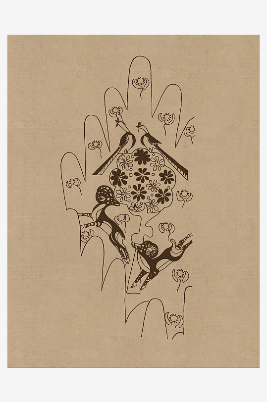 莫高窟敦煌壁画人物线描稿图片素材-众图网