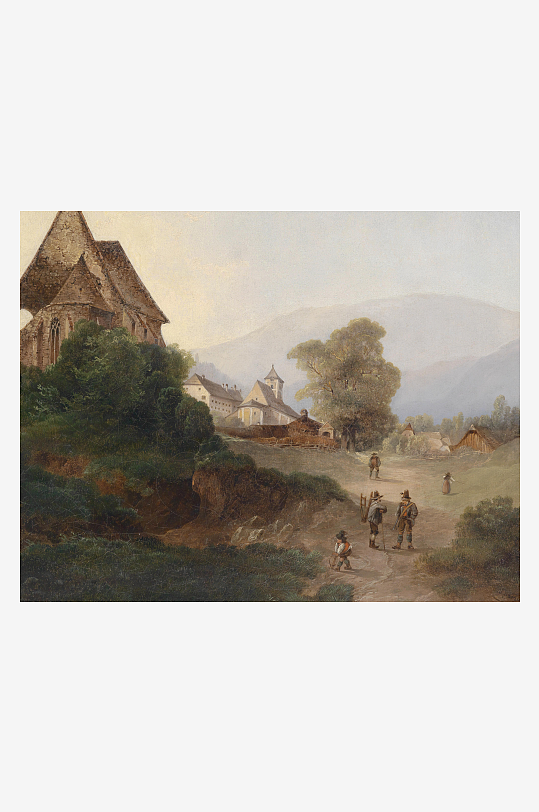 唯美欧式风景画油画装饰画-众图网