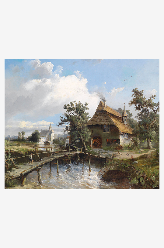 唯美欧式风景画油画装饰画-众图网