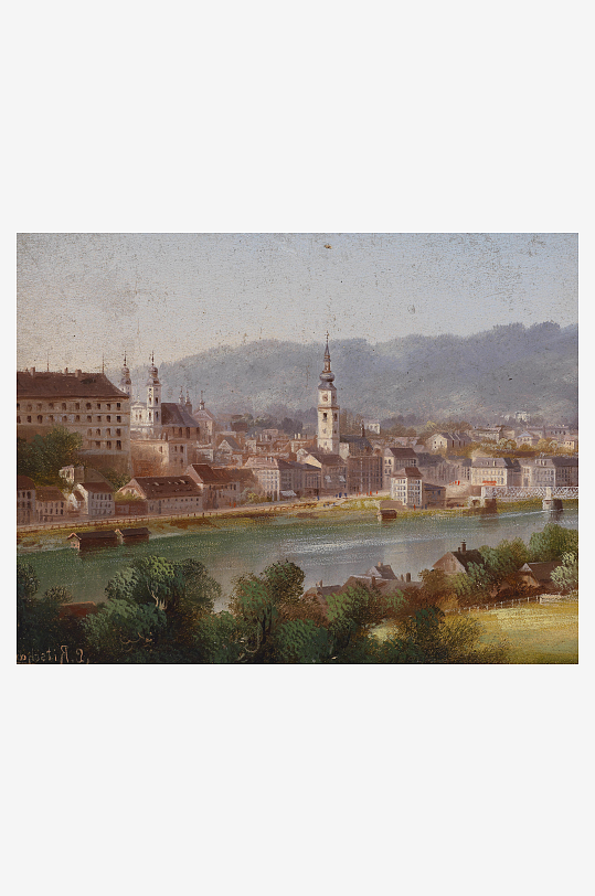 唯美欧式风景画油画装饰画-众图网