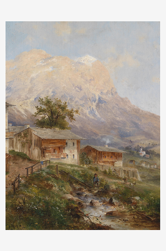 唯美高清欧式风景画油画装饰画-众图网