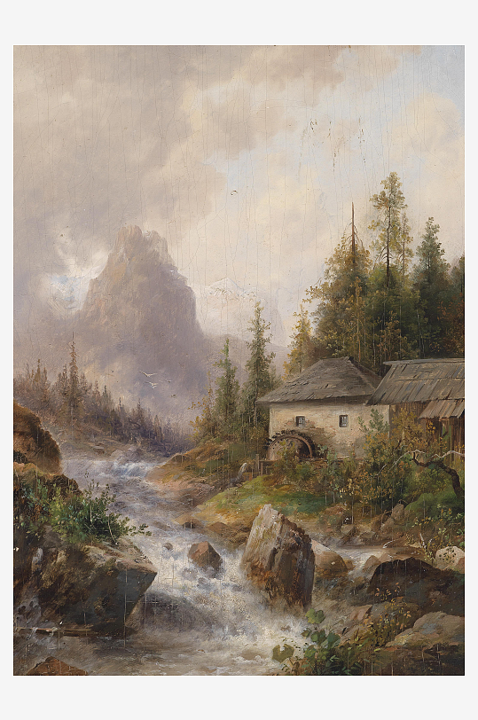 唯美高清欧式风景画油画装饰画-众图网