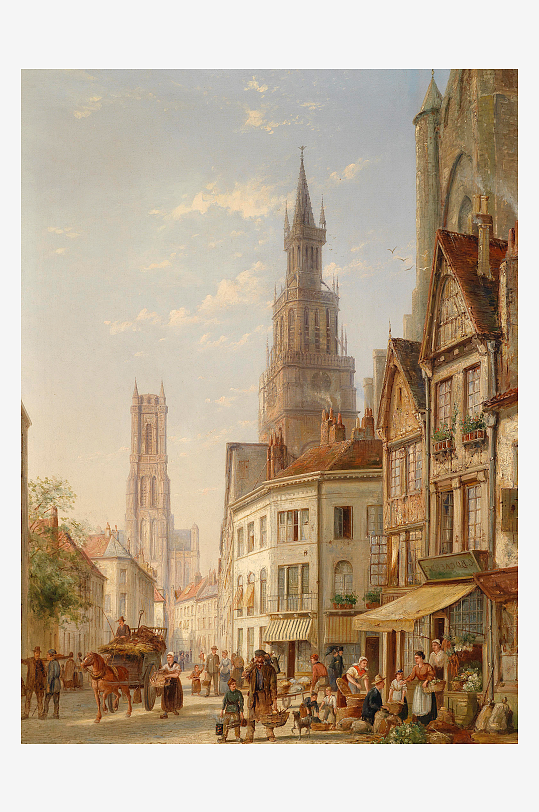 唯美欧式风景画油画装饰画-众图网