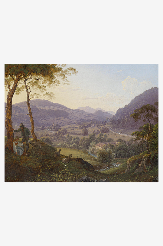 唯美欧式风景画油画装饰画-众图网