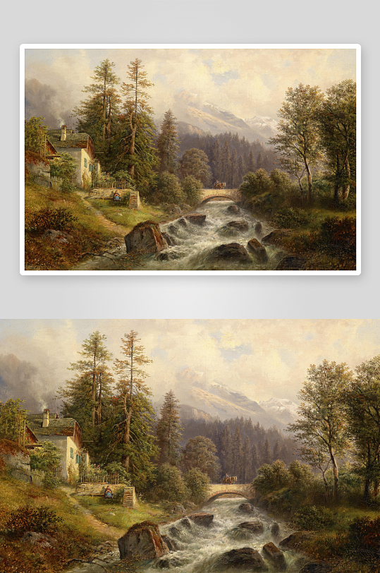 唯美欧式风景画油画装饰画-众图网