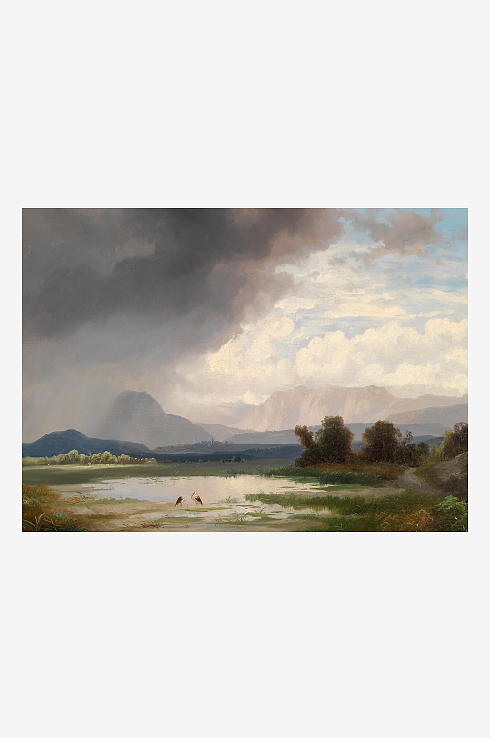 唯美欧式风景画油画装饰画-众图网