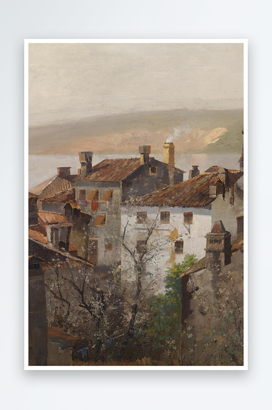 唯美欧式风景画油画装饰画-众图网