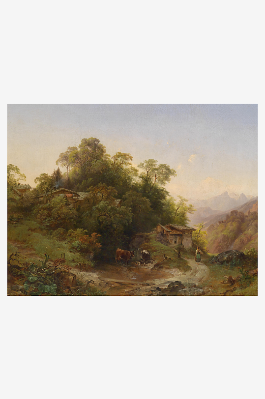 高清欧式风景画油画装饰画-众图网