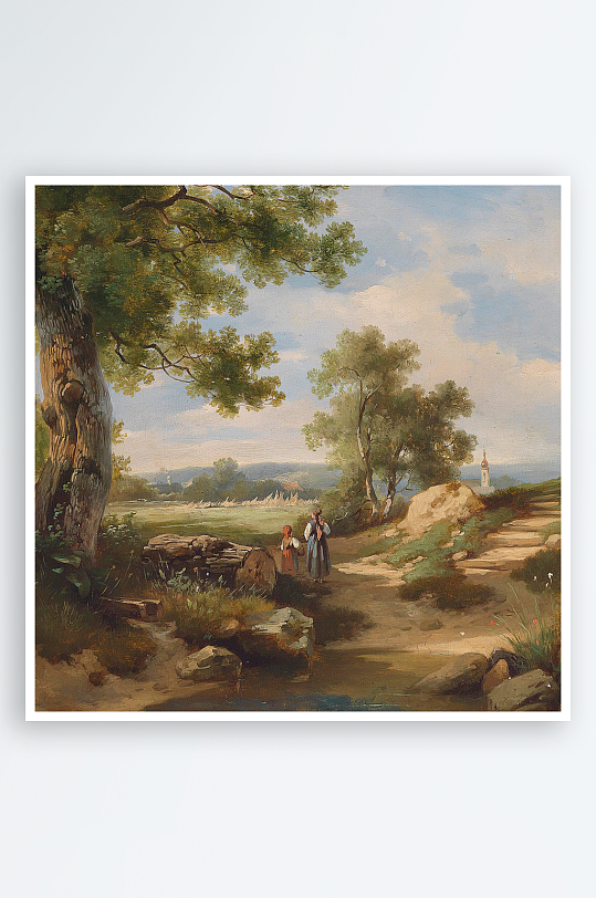 唯美欧式风景画油画装饰画-众图网