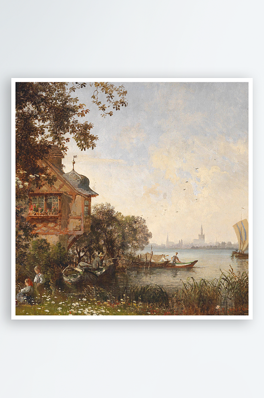 唯美欧式风景画油画装饰画-众图网