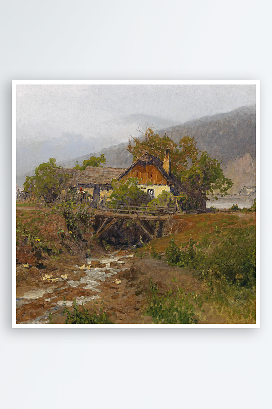 唯美欧式风景画油画装饰画-众图网