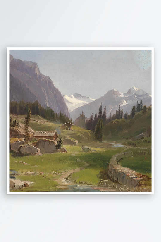 唯美欧式风景画油画装饰画-众图网